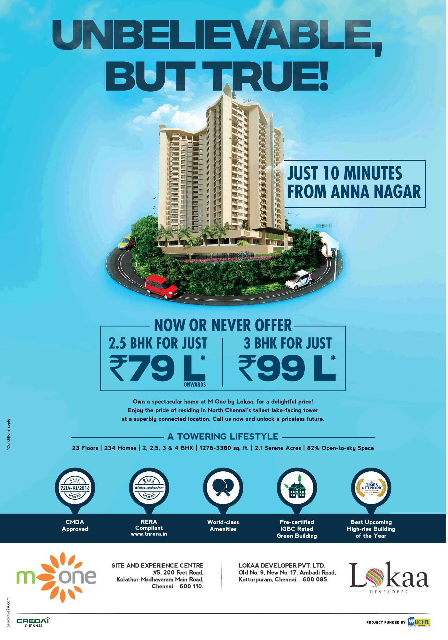 Now or never offer 2.5 BHK for just Rs 79 Lakh at Lokaa M One, Chennai